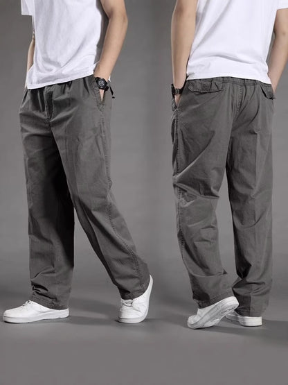 😎👖【Oferta specjalna🔥】【50-130kg】Nowe męskie spodnie bawełniane o luźnym kroju i wygodnym kroju, bardzo duże i szerokie, proste nogawki, luźne i swobodne
