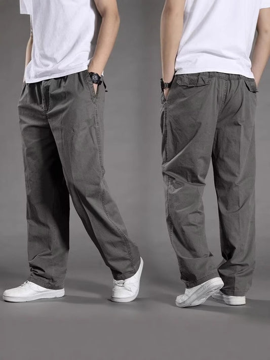 😎👖【Oferta specjalna🔥】【50-130kg】Nowe męskie spodnie bawełniane o luźnym kroju i wygodnym kroju, bardzo duże i szerokie, proste nogawki, luźne i swobodne