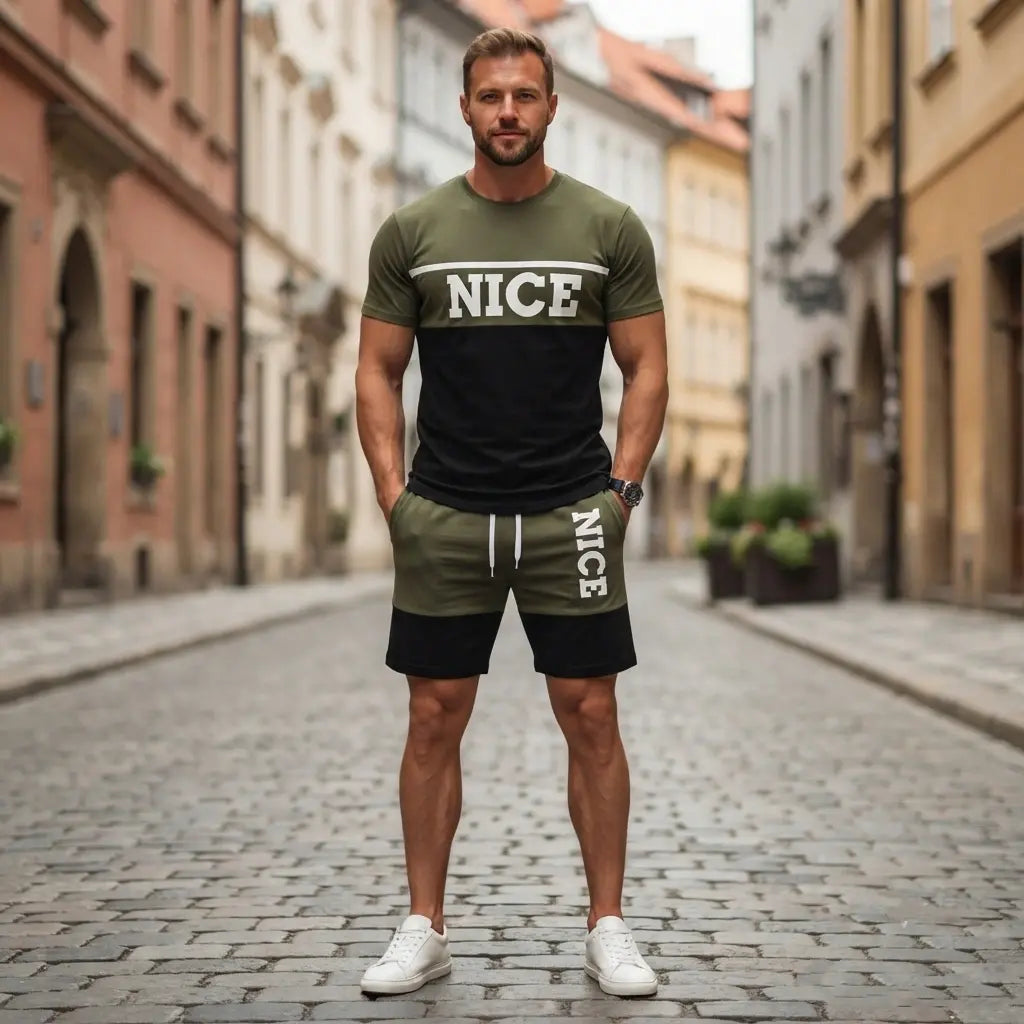 🔥👌 [Płatność przy odbiorze ✅] [S-6XL] Męski letni dwuczęściowy komplet sportowy – idealny na co dzień, do uprawiania sportu lub na wakacje.