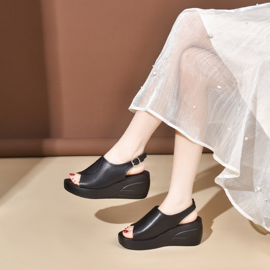 🔥👡【Rozmiary 35-40】2026 Modne sandały damskie, materiał ze skóry naturalnej, miękka i gruba podeszwa