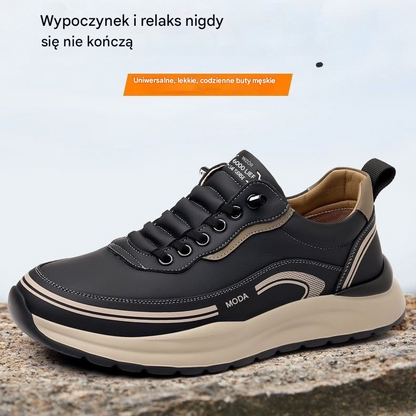 【39-45】Wodoodporne i odporne na plamy skórzane trampki z miękką i wygodną podeszwą.