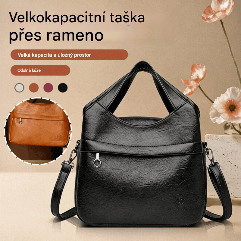 👜Retro dámská kabelka přes rameno, velká kapacita, jednoduchá a všestranná, jednobarevná, volná cestovní taška, vyrobená z vysoce kvalitní měkké kůže.