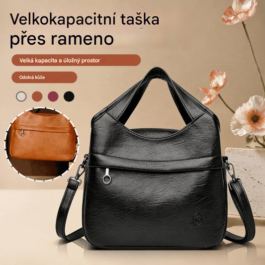 👜Retro dámská kabelka přes rameno, velká kapacita, jednoduchá a všestranná, jednobarevná, volná cestovní taška, vyrobená z vysoce kvalitní měkké kůže.