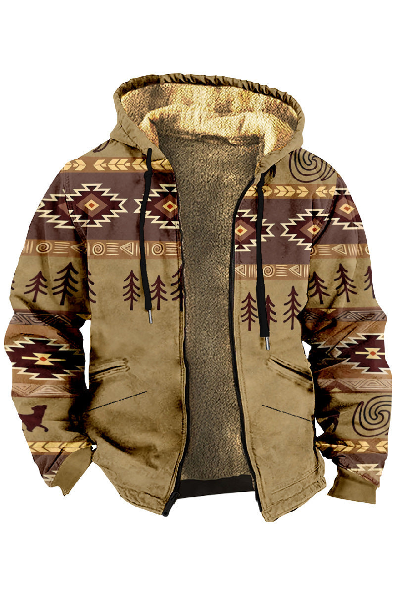 ✨👔【Platba při dodání】【S-4XL】Pánská podzimní/zimní silná sametová bunda s teplou vlněnou čepicí