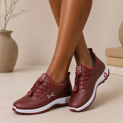 【35-41】Nowe damskie buty do chodzenia na jesień i zimę, wykonane z prawdziwej skóry i ręcznie robione z bawełnianą podszewką polarową.