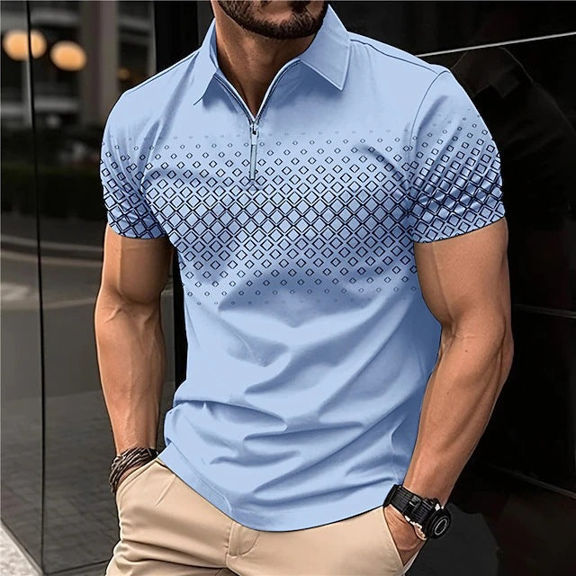 👕【S-5XL】Мъжка тениска с поло яка за лятото, подходяща за ежедневно носене, ласкае фигурата и подчертава линията на раменете и пропорциите.