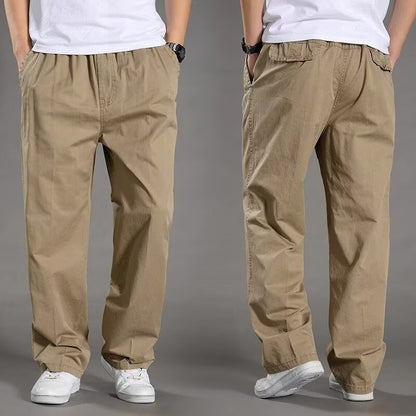 😎👖【Oferta specjalna🔥】【50-130kg】Nowe męskie spodnie bawełniane o luźnym kroju i wygodnym kroju, bardzo duże i szerokie, proste nogawki, luźne i swobodne