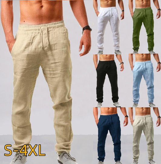 😍👖【S-4XL】💥Nove poletne moške športne hlače za leto 2025, velika velikost, široka različica iz zračnega bombaža in lanenega materiala