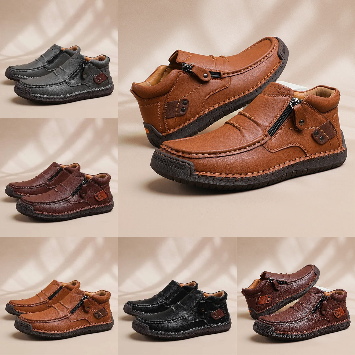 👞 Плащане при доставка✅️【38-48】Мъжки шофьорски ботуши, изработени от висококачествена кожа, ръчно изработени, неплъзгащи се - широка предна част, опора на свода