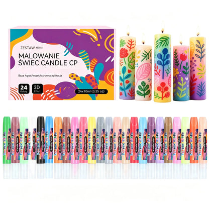 🎨【24 kolory w pudełku】🥳💞24-kolorowe markery do malowania świec 3D graffiti!