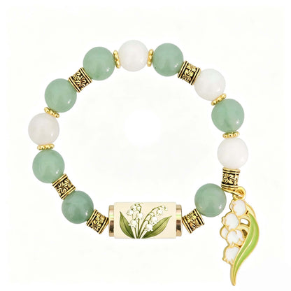 🔥【Kup 1, a 1 dostaniesz gratis】🎁✨Bransoletka urodzinowa z kwiatami na grudzień z zawieszką z róży w kształcie kropli oleju i bransoletką z chalcedonu🌸