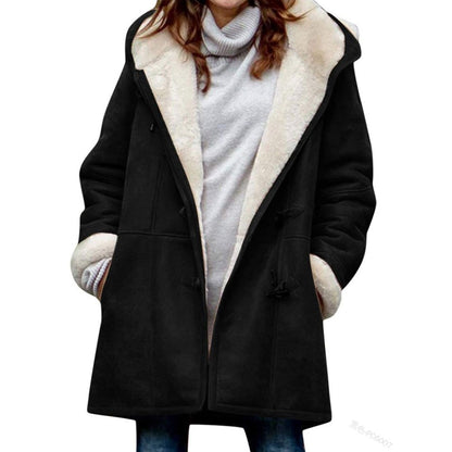 🥼🔥【Ограничена оферта 50%】💖[S-5XL] Ново модно топло дамско яке с качулка и велурена и вълнена подплата за 2025 г.