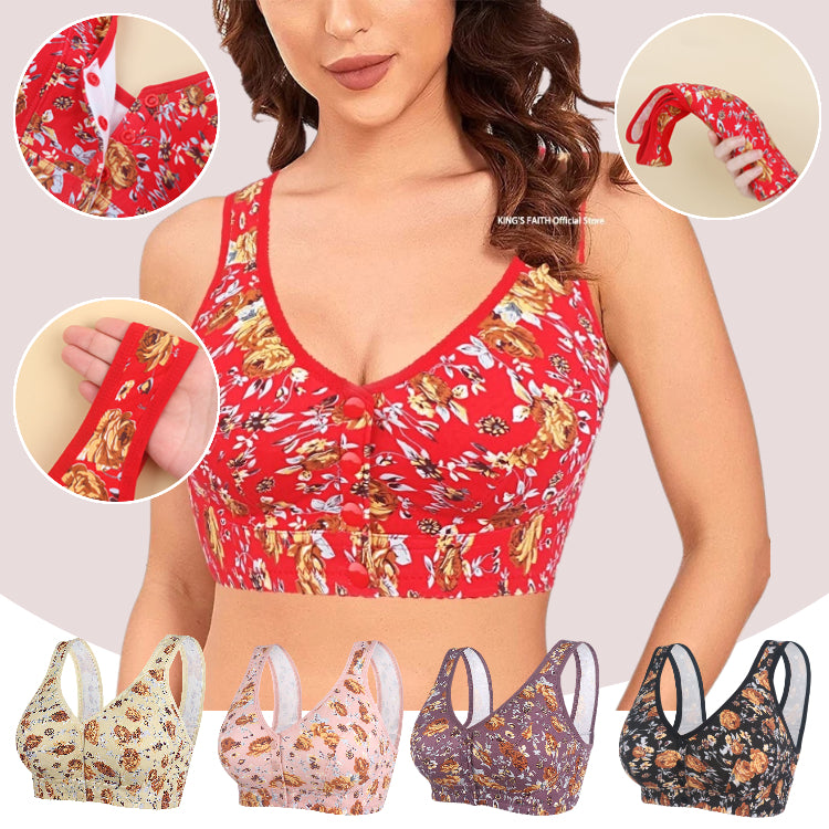 👙👙👙【Kupte 1 a získejte 2 zdarma】Nová podprsenka s měkkým předním potiskem, velká velikost podprsenka bez ocelových kroužků pro lidi středního a staršího věku