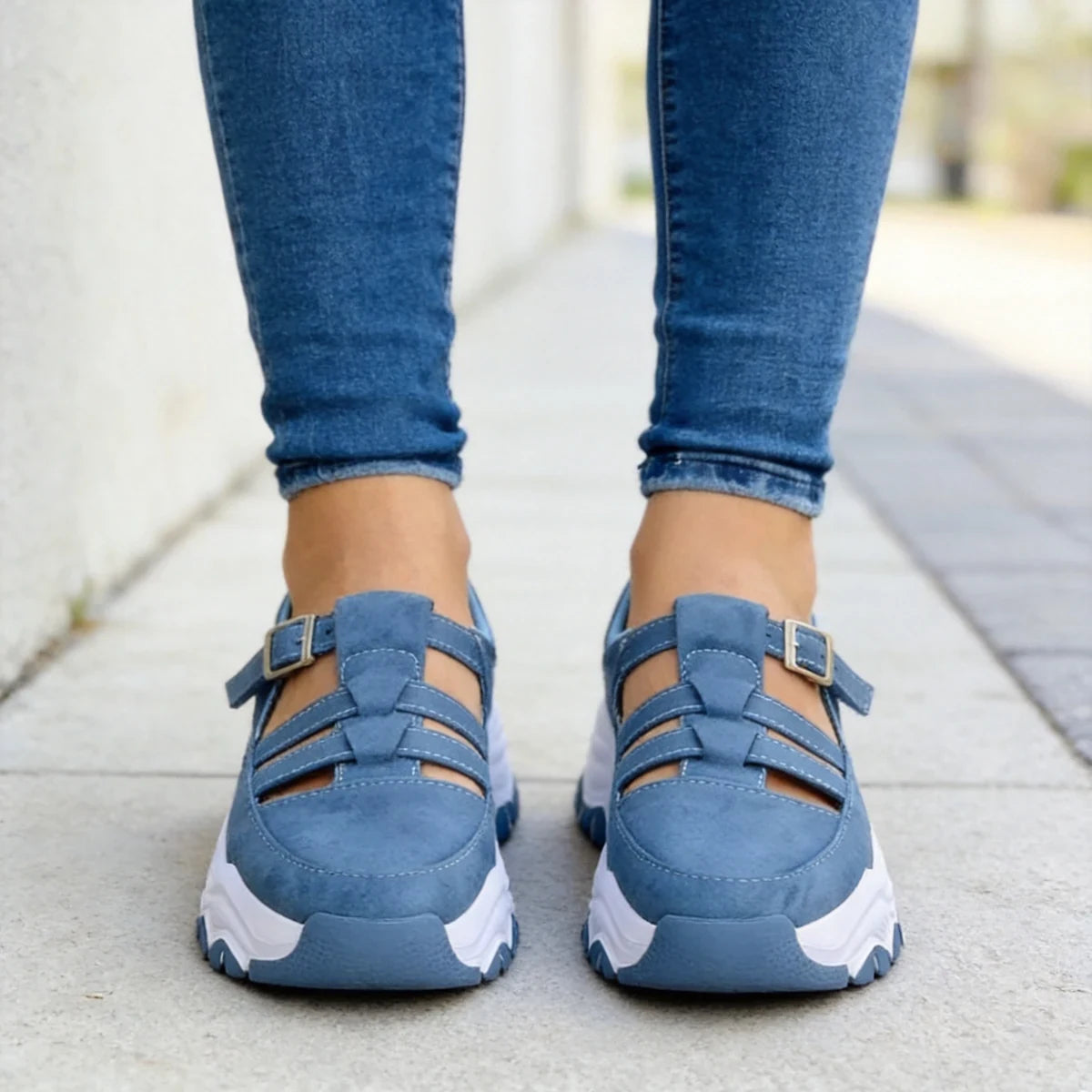 💥Oferta ograniczona czasowo💥【Rozmiary 35-43】Nowe, codzienne sandały sportowe, klamra, gruba podeszwa, okrągły nosek, klasyczne buty damskie
