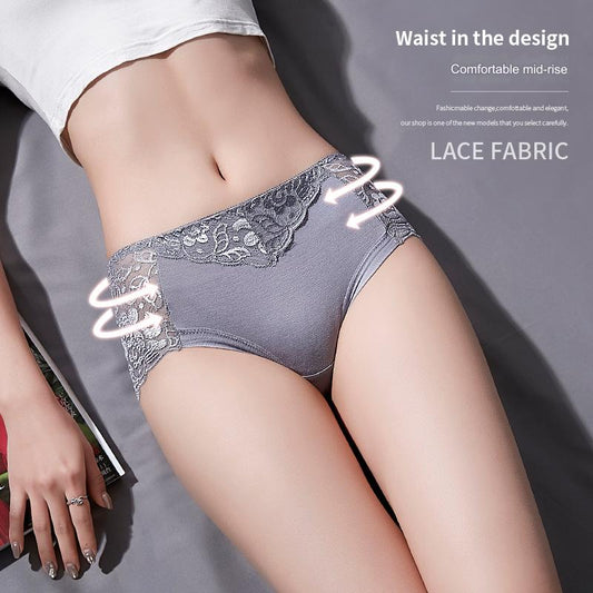【10 barev】【M-3XL】 Dámské sexy krajkové zvedací kalhotky se středním pasem