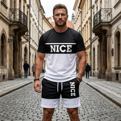 🔥👌 [Płatność przy odbiorze ✅] [S-6XL] Męski letni dwuczęściowy komplet sportowy – idealny na co dzień, do uprawiania sportu lub na wakacje.