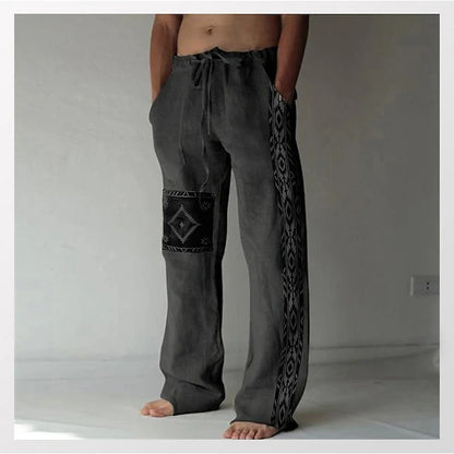 ✨👖【10 barev🌈】【S-6XL】😍 Pánské úzké kalhoty z bavlny a lnu ve větších velikostech, ležérní volný bohémský styl, kalhoty s širokým sedem