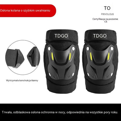 Fluorescencyjne ochraniacze kolan odpowiednie na każdą porę roku, bezpieczne i zapewniające swobodę ruchu.