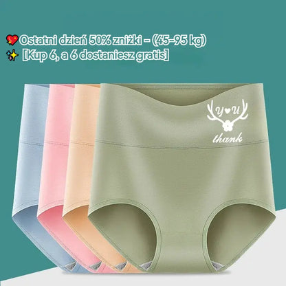 🔥Ostatni dzień promocji – rabat 50%  - ✨【Zestaw 6 części za 129 zł】Majteczki damskie wysokiego stanu z wysokiej jakości bawełny✨️ (45–95 kg)