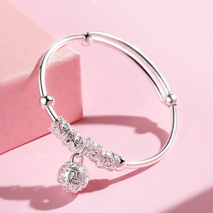 💖Urocza i elegancka bransoletka ze srebra próby 925 z personalizowanym dzwoneczkiem i regulowaną długością.