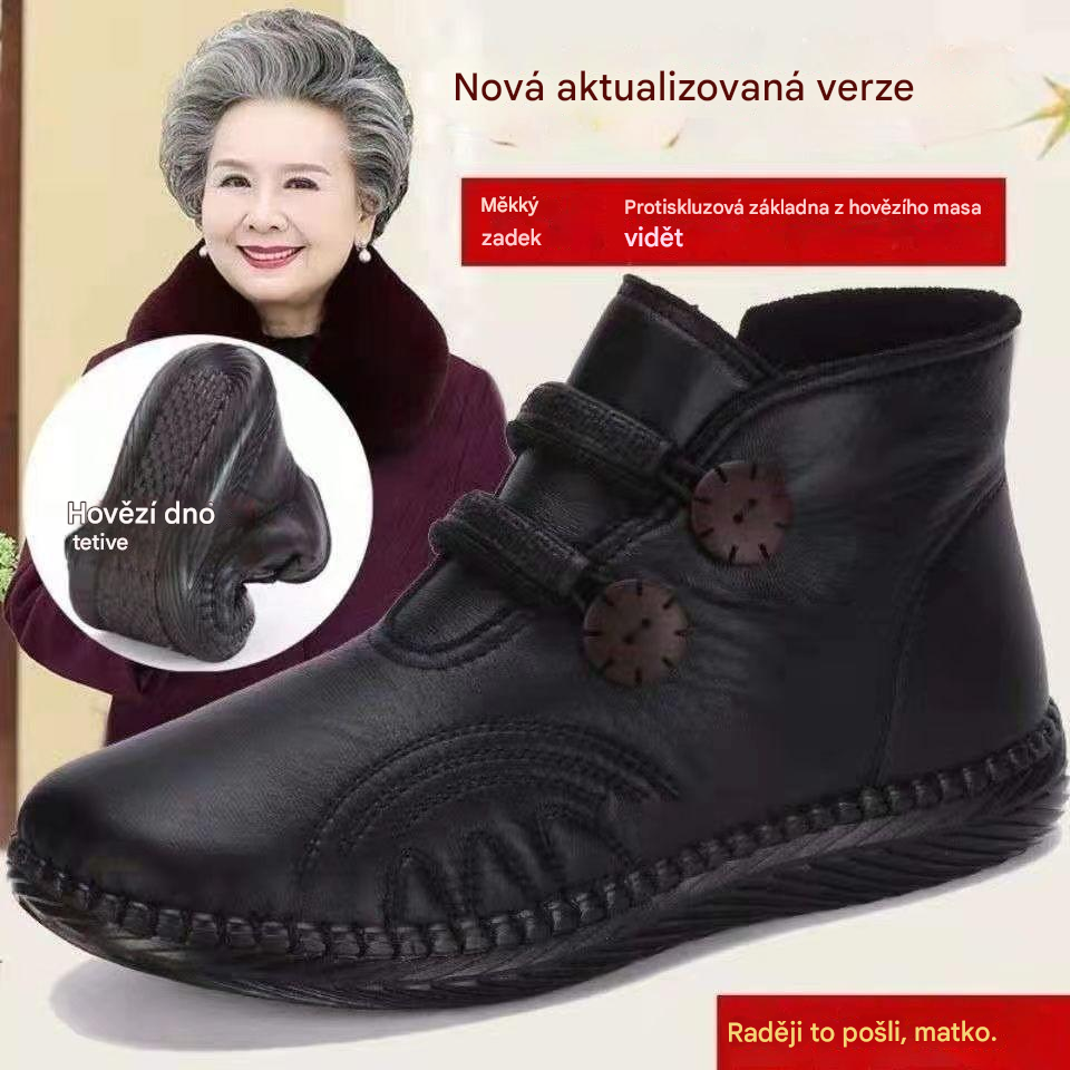 💥【50% sleva】【35-40】Dámská kožená, bavlněná, protiskluzová, ručně vyráběná obuv na podzim a zimu