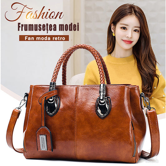 👜Geanta de dama retro Boston din piele, geanta de mana din piele moale, poate fi purtata pe un umar