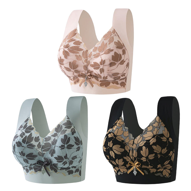 【Kupte 1 a získejte 2 zdarma】Velká krajková podprsenka M-4XL, bez ocelových kroužků, oslnivá záda, sexy a prodyšná, bezešvá, 【40-100 kg】