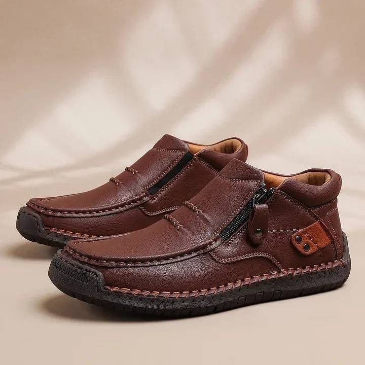 👞 Плащане при доставка✅️【38-48】Мъжки шофьорски ботуши, изработени от висококачествена кожа, ръчно изработени, неплъзгащи се - широка предна част, опора на свода