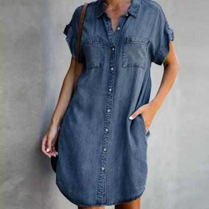 🔥【Specjalna oferta letnia】✨😍【S-5XL】2026 Letnia, nowa, modna, swobodna sukienka jeansowa z krótkim rękawem