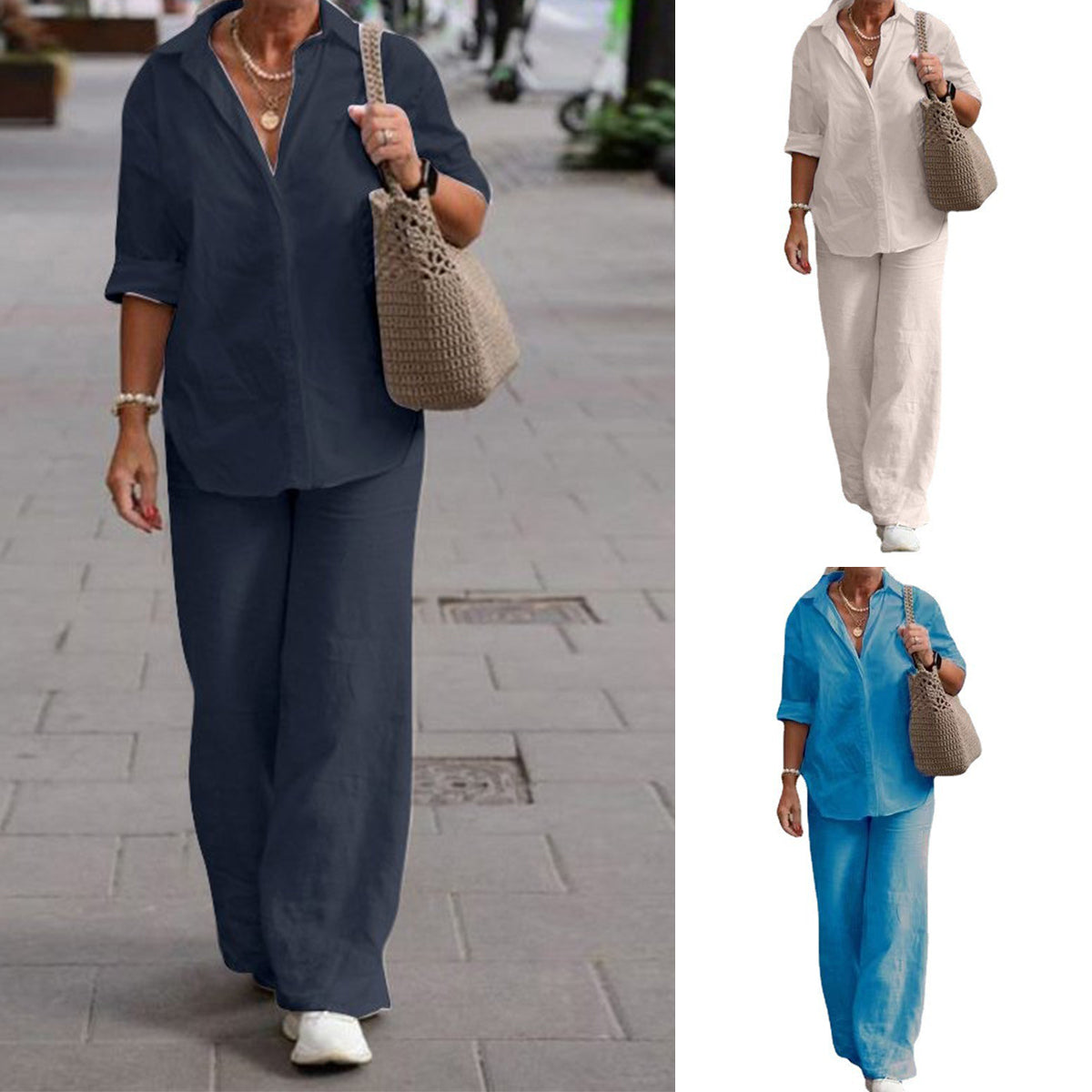 🔥【S-5XL】Dámské ležérní soupravy 2026 - oversized košile a široké kalhoty