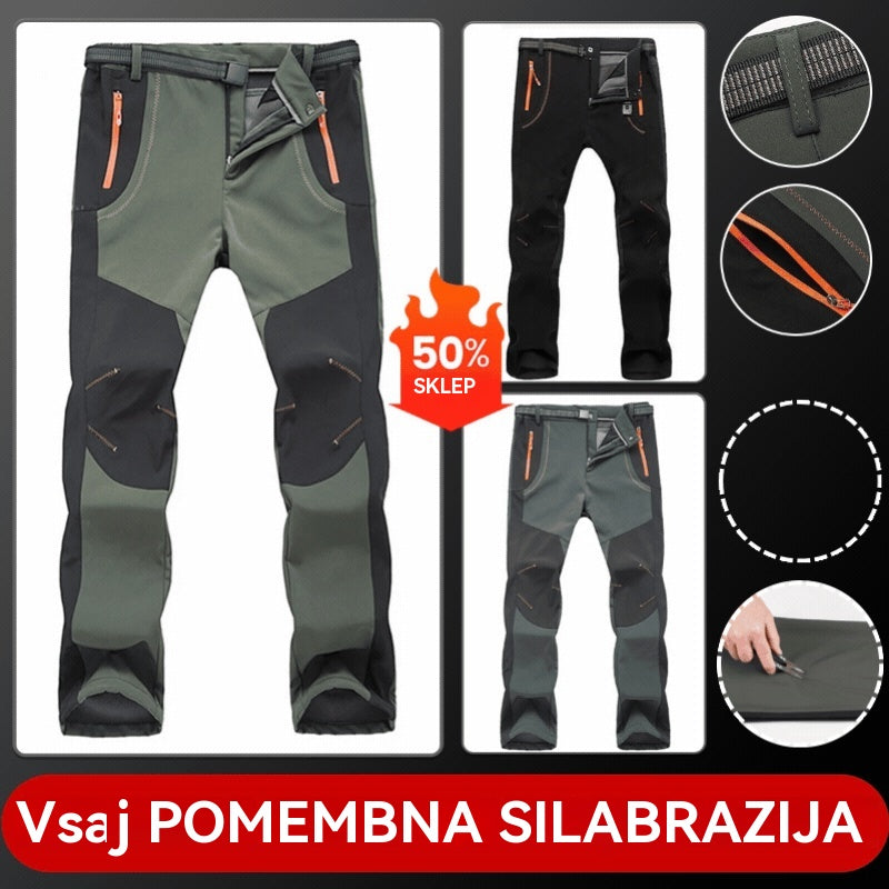 🔥[50 % popust][S-5XL] Moške nepremočljive in vetrovne, zračne, mehke pohodniške hlače Debele, tople, zunanje športne hlače iz volne