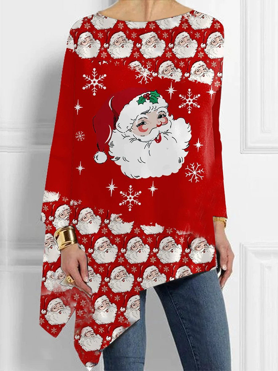 ❄️🎅【S-5XL】Nové podzimní a zimní dámské volné topy s retro potiskem pro rok 2025