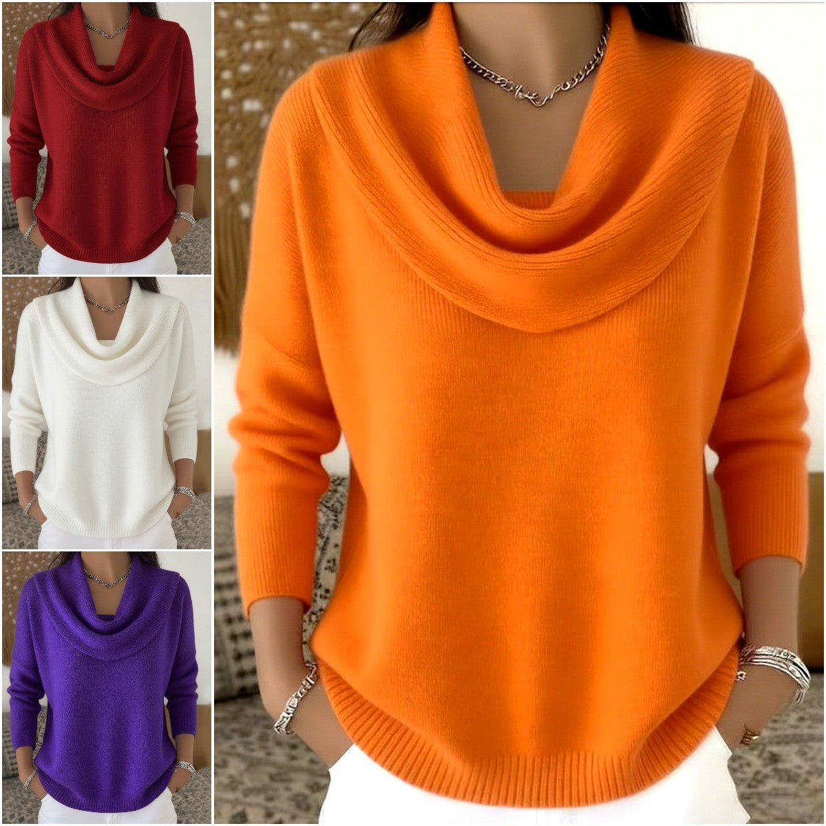 🔥【50% sleva】【S-3XL】Nový jednobarevný svetr s dlouhým rukávem pro podzim/zimu 2025