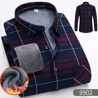🔥Зимна разпродажба - 50% отстъпка👔Есенно-зимна топла бизнес риза с дълъг ръкав