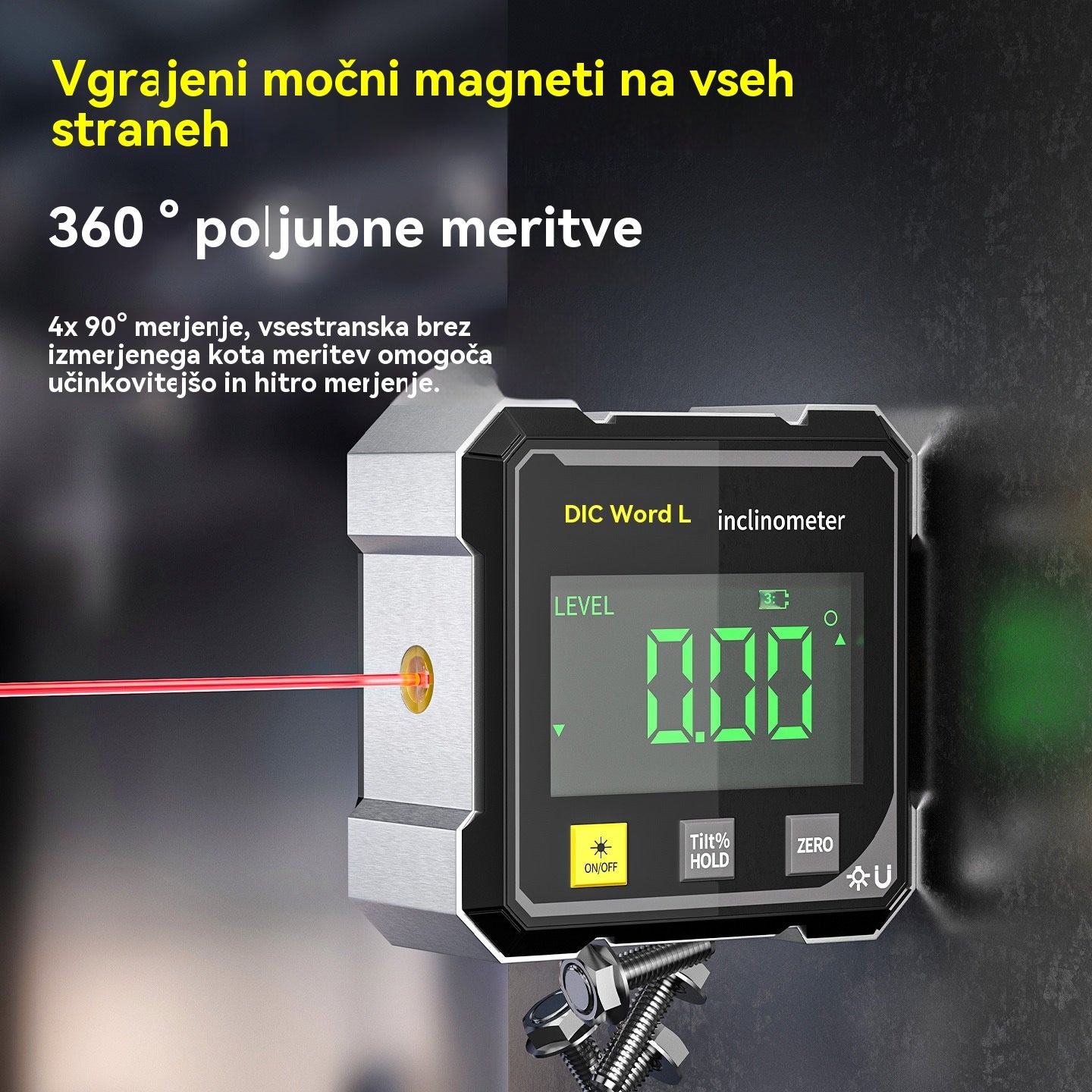 【📢📢Najnižja cena za omejen čas!!! 💥】Štiristranski magnetni, dvostranski elektronski laserski nivelir