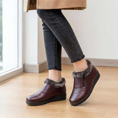【35-41】Botas de invierno para mujer (madres) – con aislamiento térmico, cálidas, de cuero, con suela blanda y antideslizante; botines para mujeres mayores