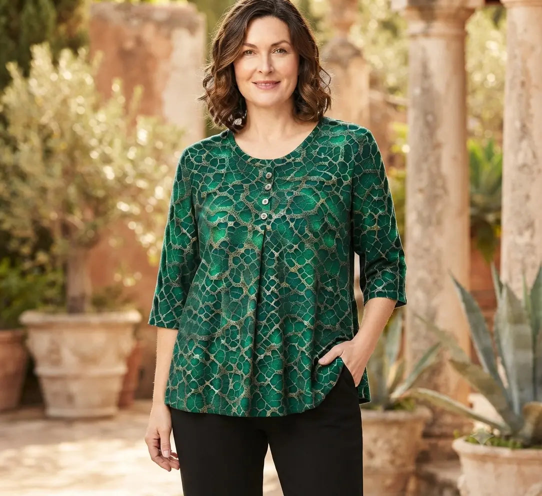 🛍️ Letnia kolekcja dla kobiet w dużych rozmiarach 2026: Luźny top z nadrukiem i elastyczną talią 💐 Ukrywa mały brzuszek, elegancki design | 3 kolory, rozmiary XL-8XL (50-120 kg)