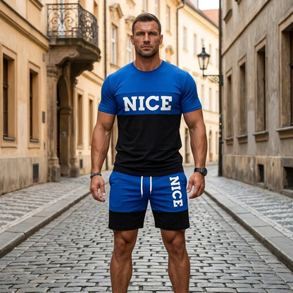 🔥👌 [Płatność przy odbiorze ✅] [S-6XL] Męski letni dwuczęściowy komplet sportowy – idealny na co dzień, do uprawiania sportu lub na wakacje.