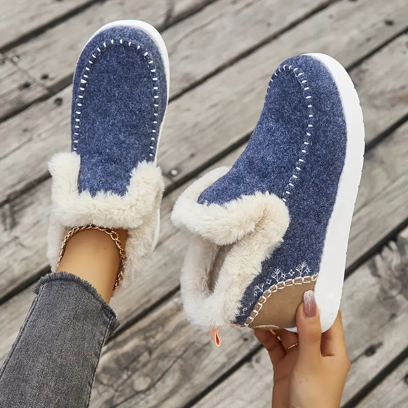 🔥【36-43】Dámske jednofarebné kotníkové topánky – s mäkkou kožušinovou podšívkou, voľnočasové a teplé