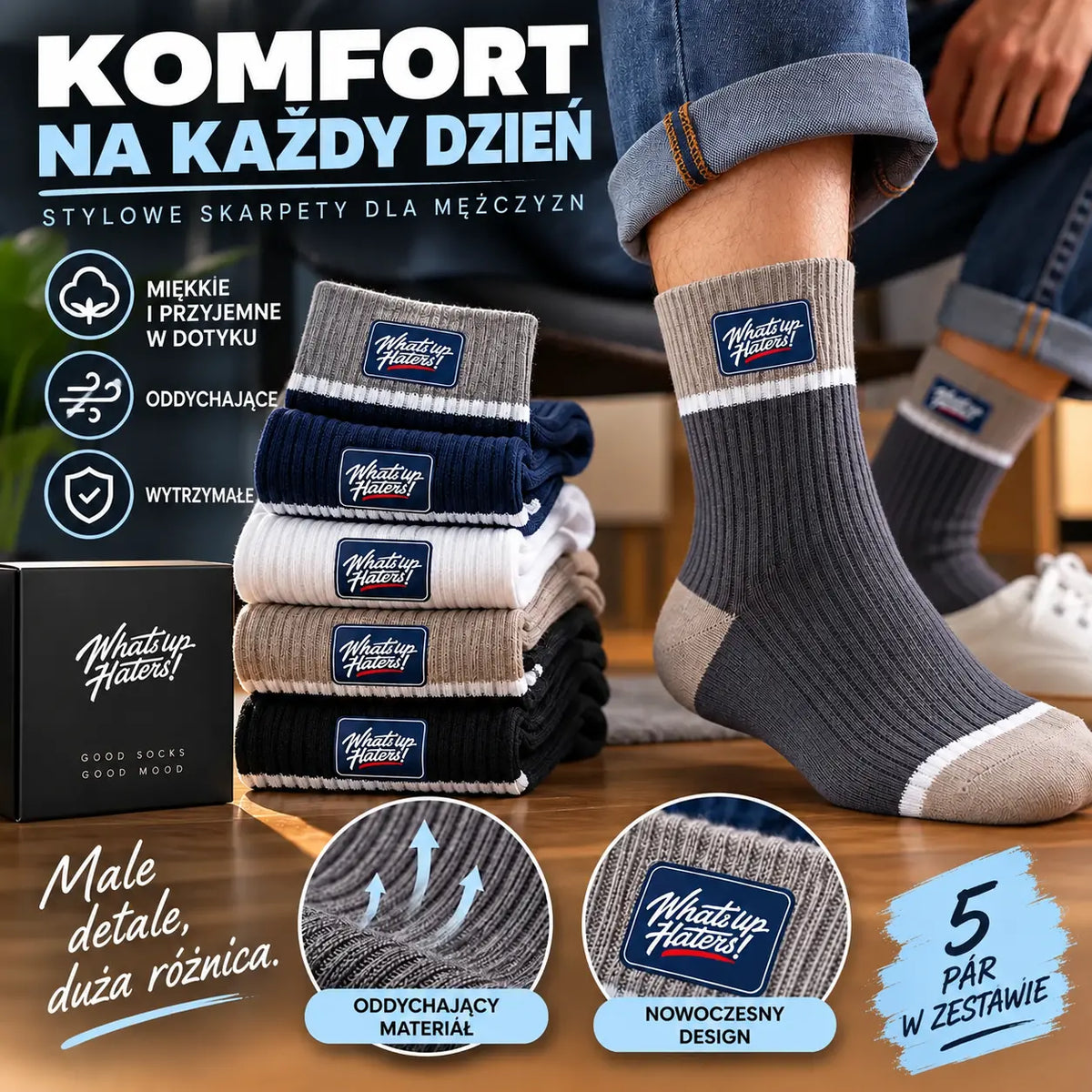 🔥🧦✨🎉【Opakowanie 10 par】Nowe miękkie i wygodne skarpetki męskie z czystej bawełny, pochłaniające pot i odporne na zapachy