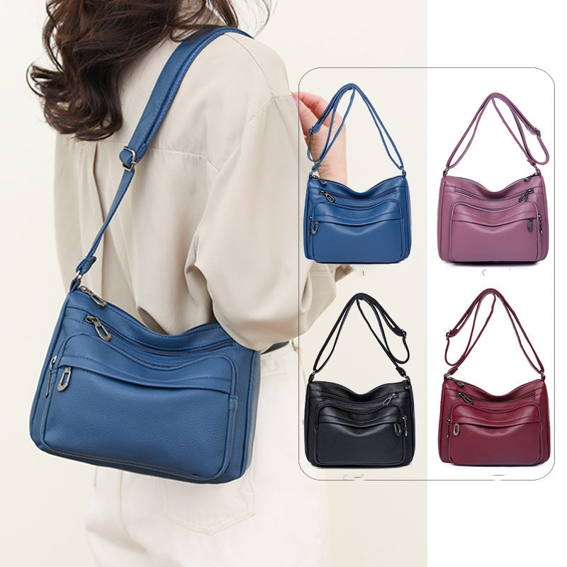【50% sleva】Velkoobjemová vícevrstvá měkká kožená retro crossbody kabelka pro ženy, novinka pro rok 2026
