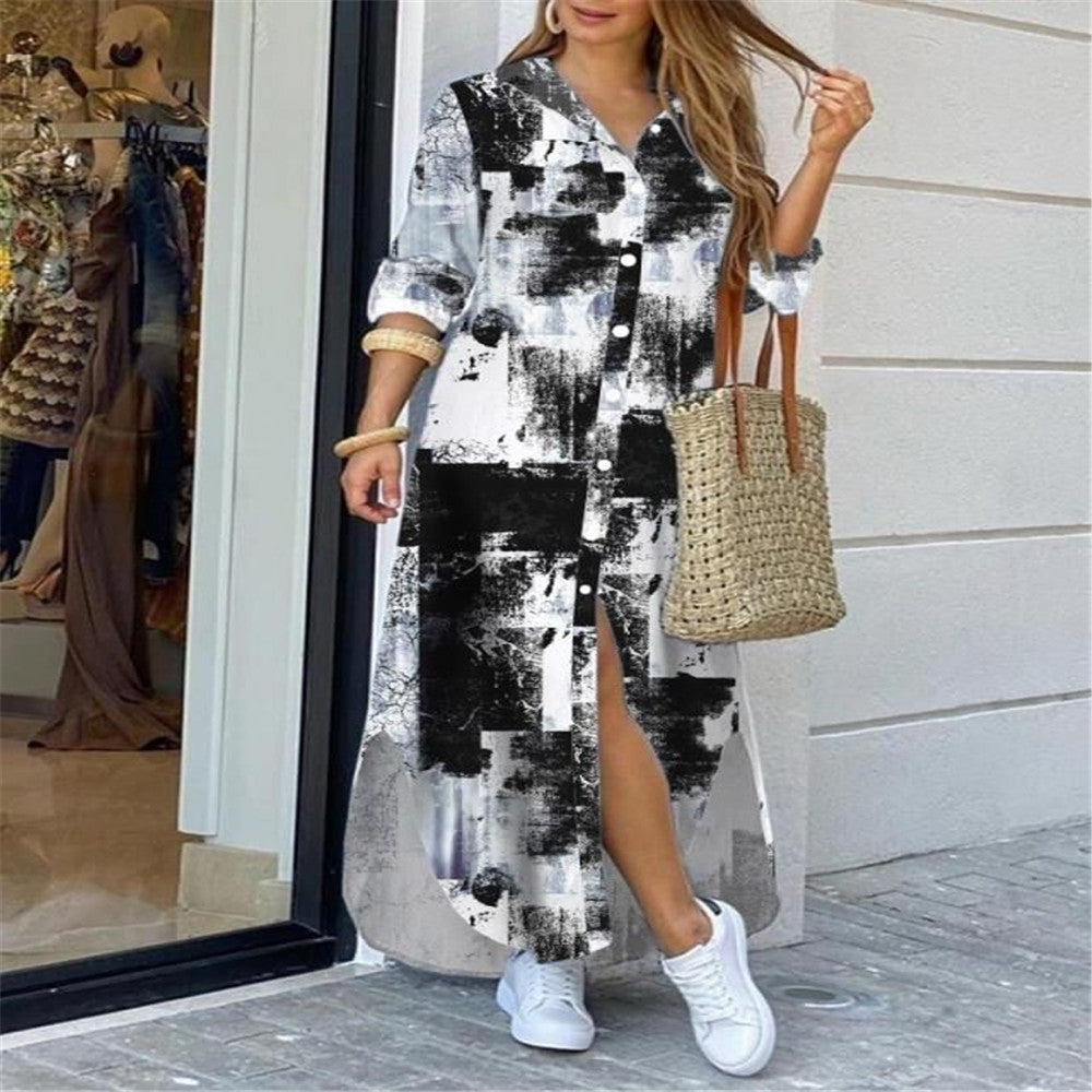 💃💖【50% popust 🔥】【S–5XL】😍 Nova srajčna obleka z dolgimi rokavi v večjih velikostih, moderen stil, na voljo v 11 barvah