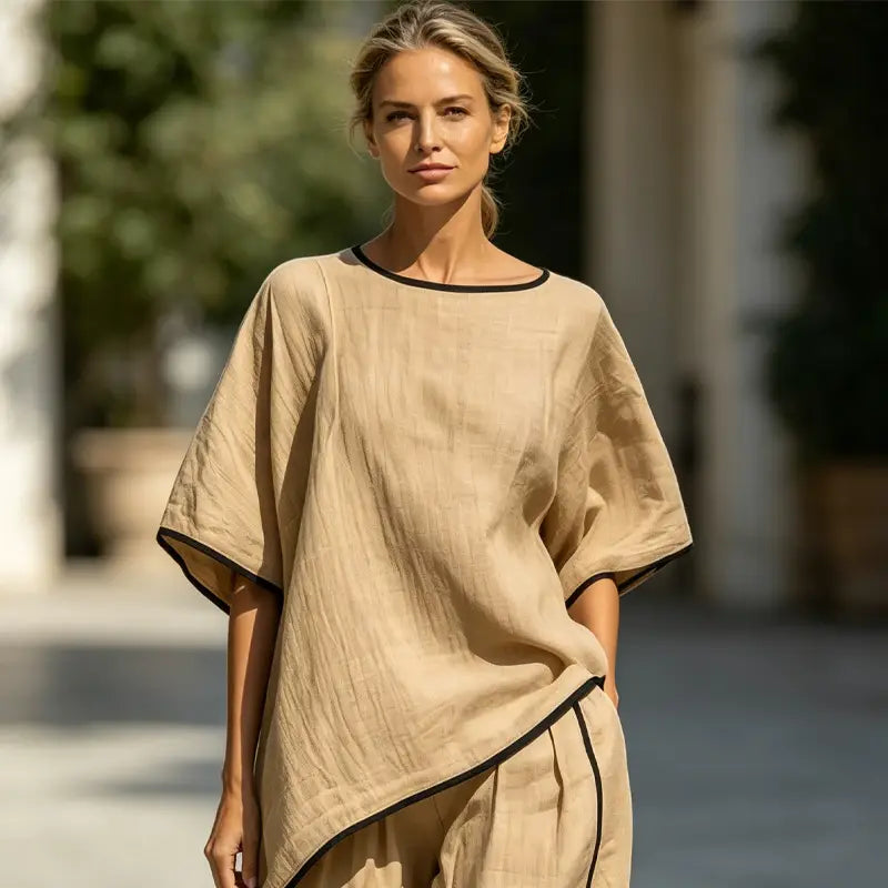 Ежедневен летен комплект от две части: ултралека и дишаща материя; свободна, отвеждаща влагата кройка; размери S-5XL.