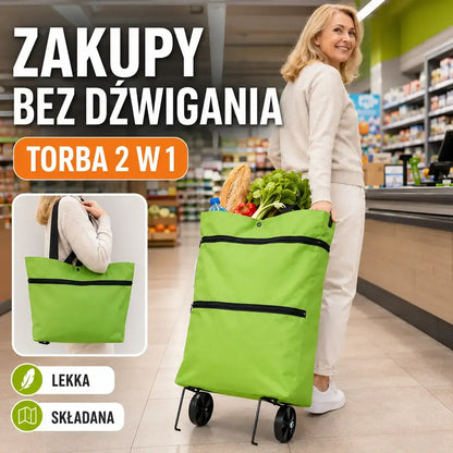 1 sztuka 119zł【Najlepiej sprzedający się produkt】🛒♻️2 w 1 składana torba na zakupy i plecak, lekka torba na zakupy/wózek na kółkach