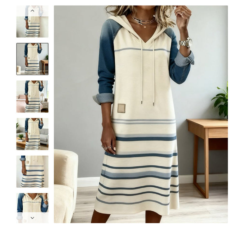 🔥【50% sleva】【S-3XL】2025 Žhavé nové džínové barevné blokové mikiny s kapucí