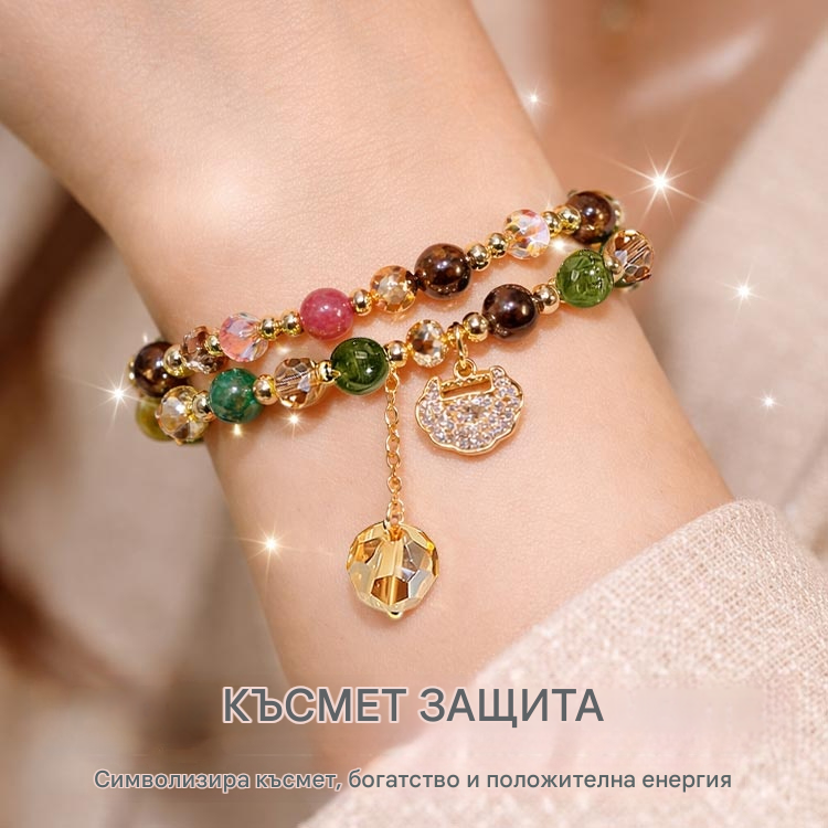 ✨Оферта за ограничено време🎁 – Цветна турмалинова гривна за късмет💎🍀 – Носи ви късмет и богатство✨