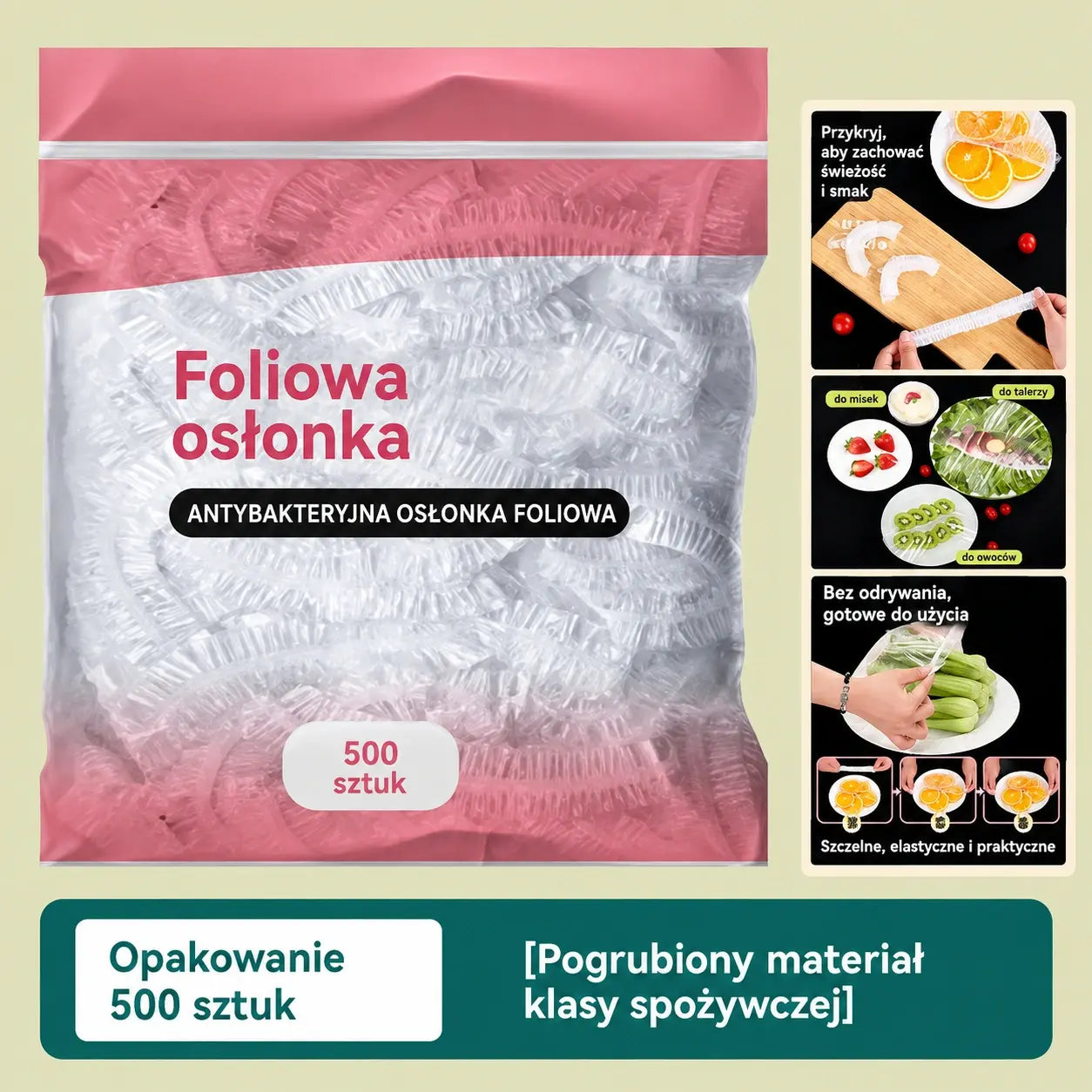 【50% OFF】500 szt. wielorazowych, elastycznych woreczków foliowych bezpiecznych do kontaktu z żywnością