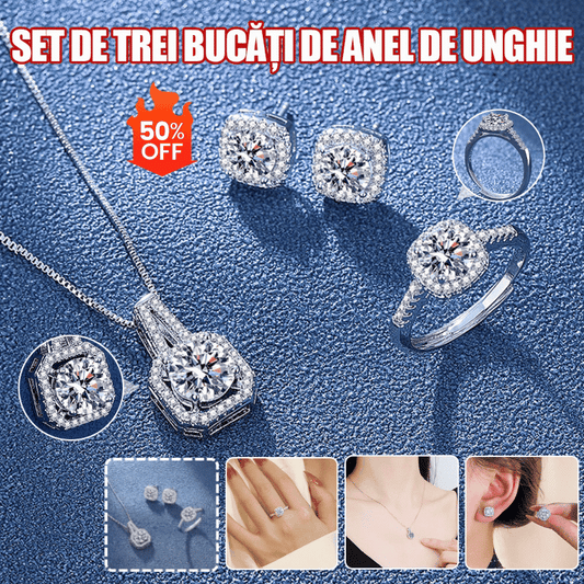 ✨(Ogrlica + Uhani + Prstan)🔥 Komplet treh kosov nakita z geometrijskim cirkonom