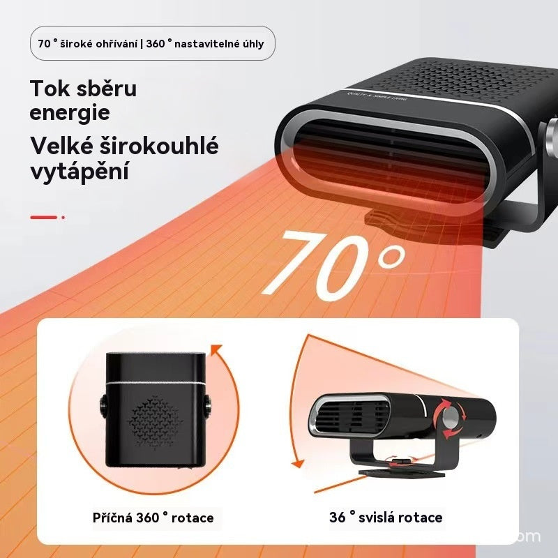 🚗🔥 Přenosný ohřívač a ventilátor do auta 2 v 1 – 360° rotace, rychlé rozmrazování, topení a chlazení, ultratichý a snadný pro všechna roční období!