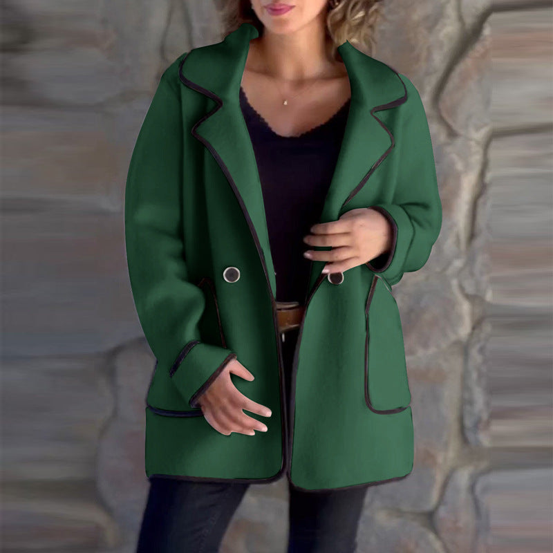 💥【50% sleva】【S-5XL】Nový elegantní oboustranný vlněný kabát s límcem ve tvaru saka